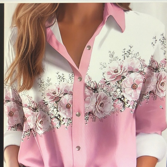 Tops - Floral Pink and White Women's Top